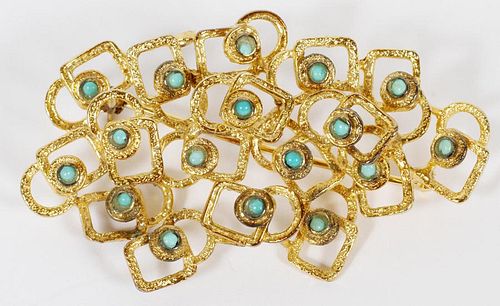 TURQUOISE & SILVER GILT BROOCH