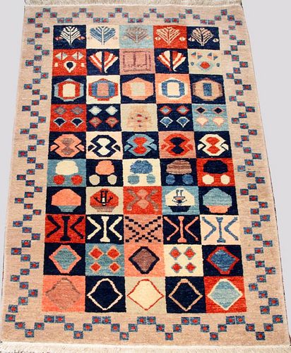 TURKISH HAND WOVEN COMPARTMENT WOOL RUG