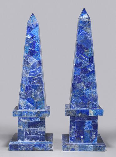 Pair of Large Lapis Obelisks