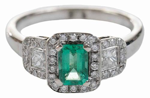 18kt., Emerald and Diamond Ring