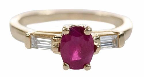 14kt., Ruby and Diamond Ring