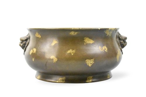 Chinese Gold Splashed Bronze Censer, 17/18th C.