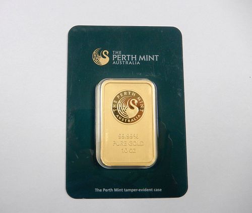 Perth Mint Pure Gold 10 Troy Ounce Bar.