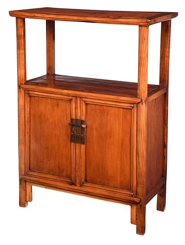 Chinese Figured, Paneled, and Brass Mounted Cabinet