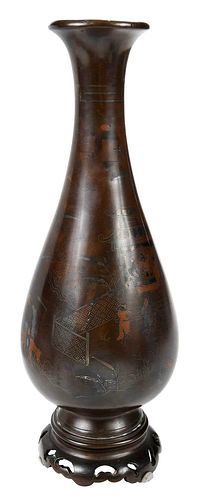 Chinese Bronze Mixed Metals Vase