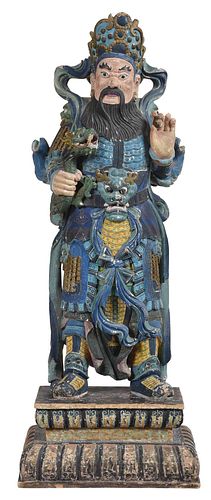 Chinese Carved and Polychromed Standing Figure