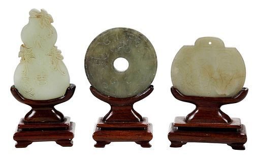 Three Small Jade Objects with Stands