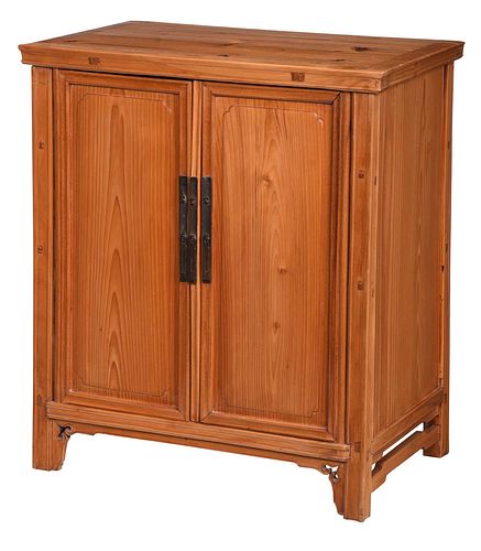 Chinese Paneled Door and Brass Mounted Small Cabinet