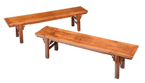 Pair Chinese Ming Style Cypress Low Benches