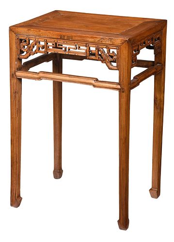 Chinese Carved Elm Side Table