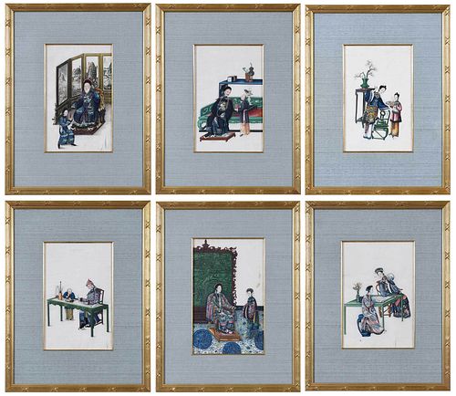 Six Framed Chinese Pith Paintings