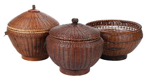 Three Chinese Woven Baskets