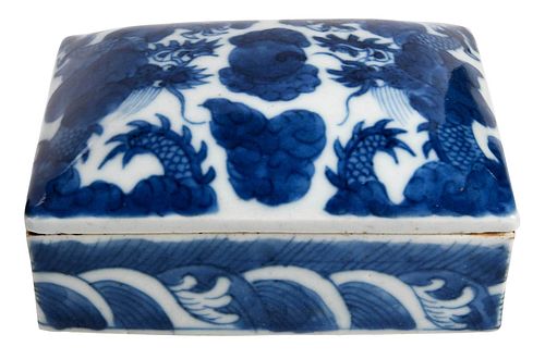 Chinese Blue and White Porcelain Dragon Box