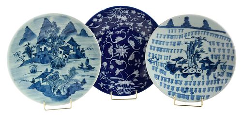 Three Chinese Blue and White Dishes