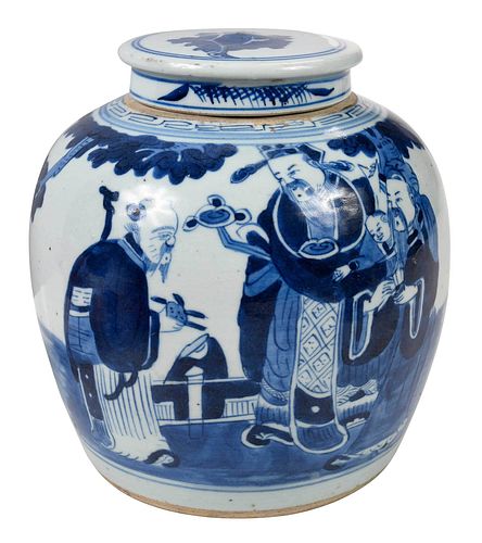 Chinese Underglaze Blue Ginger Jar with Lid