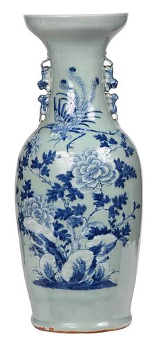 Chinese Celadon and Blue and White Porcelain Floor Vase