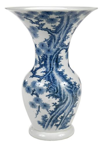 Japanese Hirado Blue and White Porcelain Vase