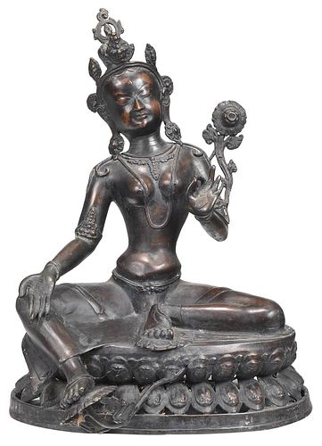 Tibetan Bronze Seated Syamatara Figure