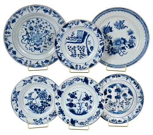 Six Chinese Blue and White Porcelain Plates