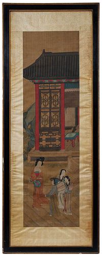 Large Framed Chinese Painting on Silk