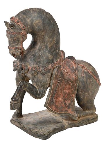 Chinese Northern Wei Dynasty Style Pottery Horse with Saddle