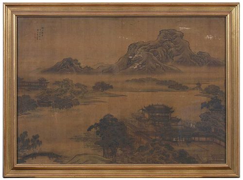 Framed Chinese Landscape Painting on Silk