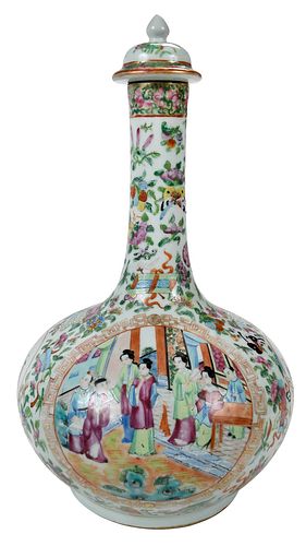 Chinese Famille Rose Porcelain Bottle Vase
