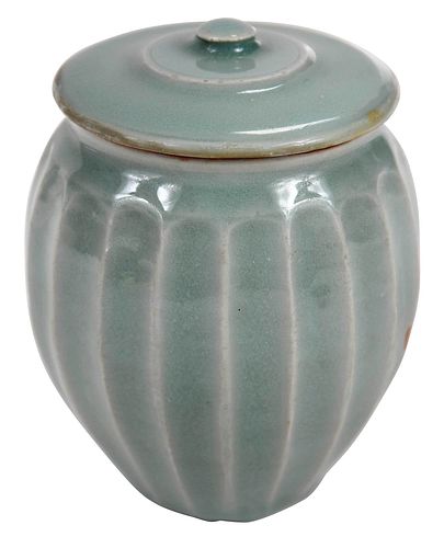 Chinese Celadon Style Glazed Jar and Cover