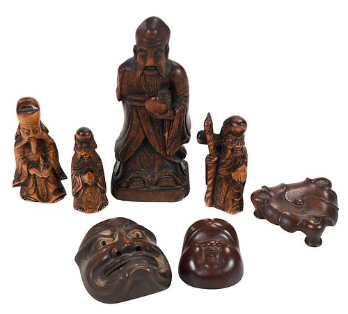 Asian Carved Wood Figures and Toggles