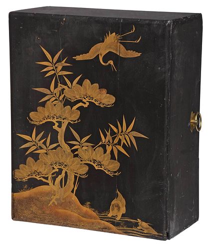 Japanese Black Lacquer and Gilt Decorated Lidded Box