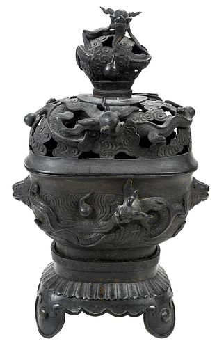 Asian Bronze Dragon Censer