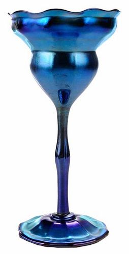 Tiffany Flower-Form Vase with Blue