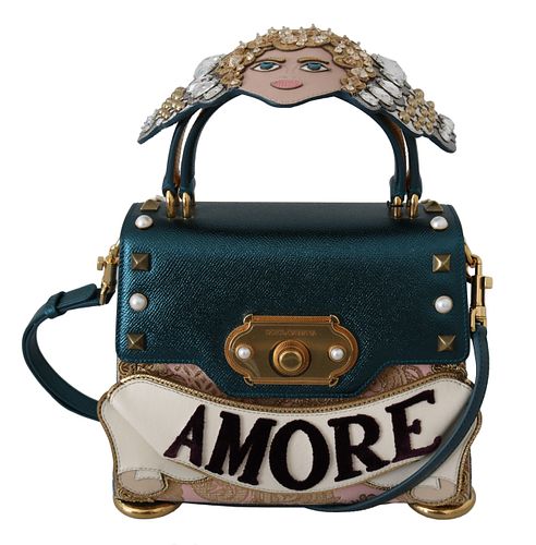 BLUE LEATHER ANGEL AMORE CROSSBODY WELCOME PURSE