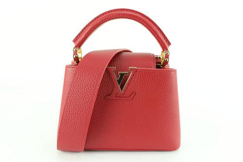 LOUIS VUITTON SCARLET RED TAURILLON LEATHER CAPUCINES MINI