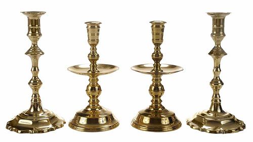 Pair Brass Push-Up Candlesticks, with