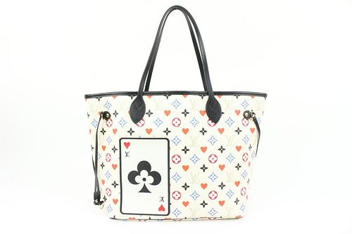 LOUIS VUITTON MULTICOLOR WHITE MONOGRAM GAME ON NEVERFULL MM TOTE BAG