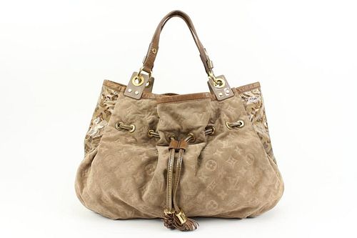 LOUIS VUITTON BROWN SUEDE X PATENT IRENE COCO HOBO BAG