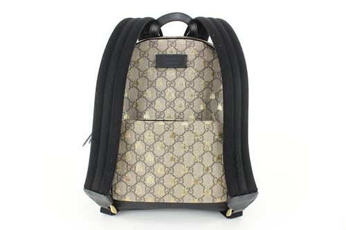 GUCCI GG SUPREME MONOGRAM GOLD BEES SMALL BACKPACK