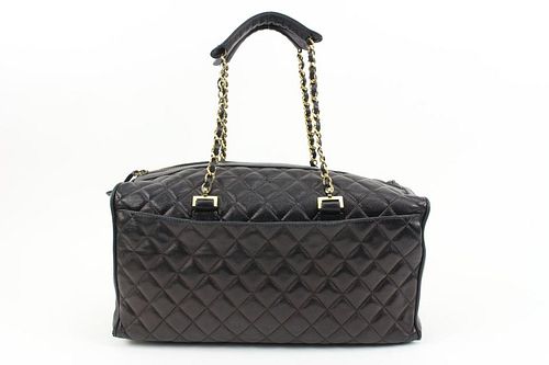 CHANEL RARE BLACK QUILTED LAMBSKIN BOSTON GOLD CHAIN DUFFLE