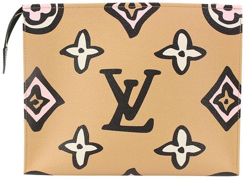 LOUIS VUITTON CARAMEL MONOGRAM WILD AT HEART TOILETRY POUCH 26 COSMETIC BAG