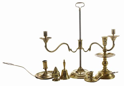 Six Assorted Brass Table Articles