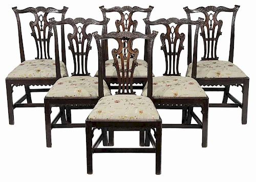 Set of Six Chippendale Carved Mahogany