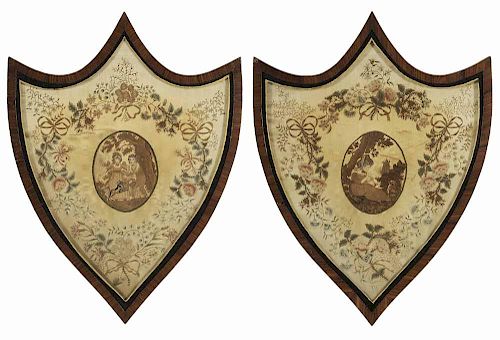 Pair of Silk Embroidery Panels