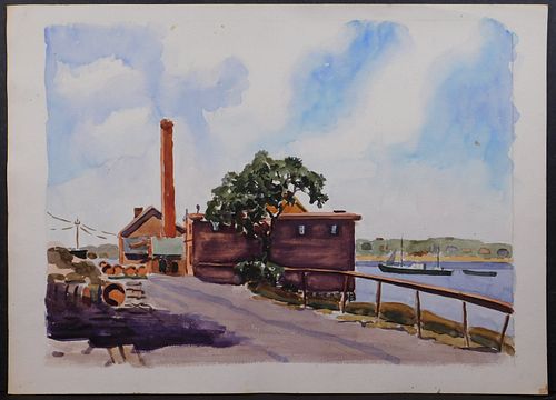 New England Docks Watercolor