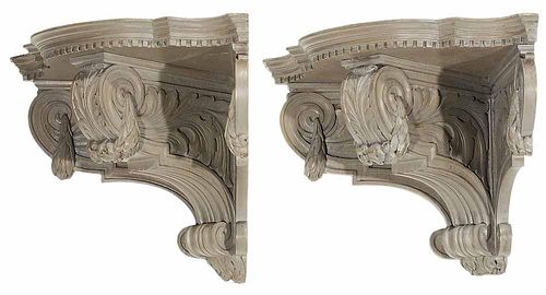 Pair Louis XVI Style Carved and Gray-