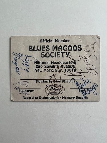 Blues Magoos signed fan club card