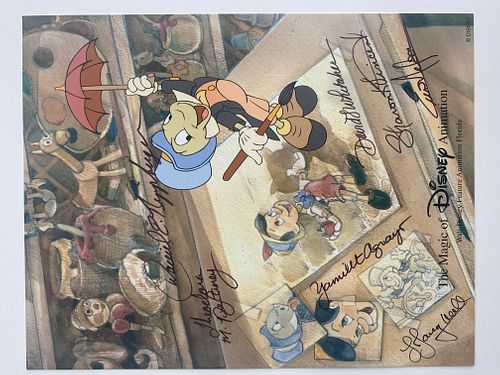 Jiminy Cricket hand painted cel Just Dropping By signed by 7 Disney artists