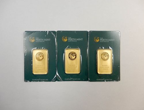 (3) Perth Mint Pure Gold 1 Troy Ounce Bars.