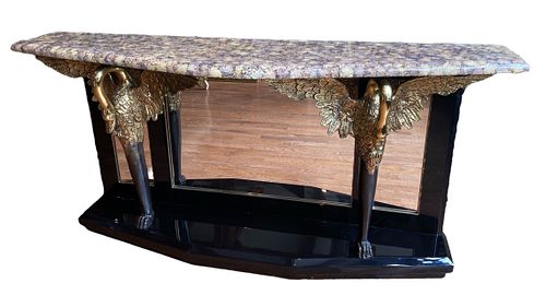 MAITLAND SMITH Swan Faux Marble Console Table 