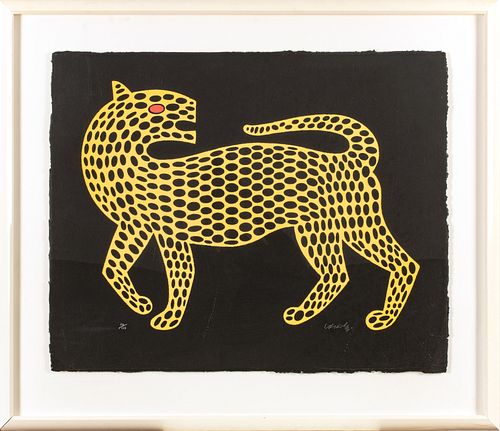Victor Vasarely (FRENCH/HUNGARIAN, 1906-1997) Serigraph In Colors On Gallo-Cast-Paper With Embossing, C. 1988, Leopard, H 31'' W 38.5''